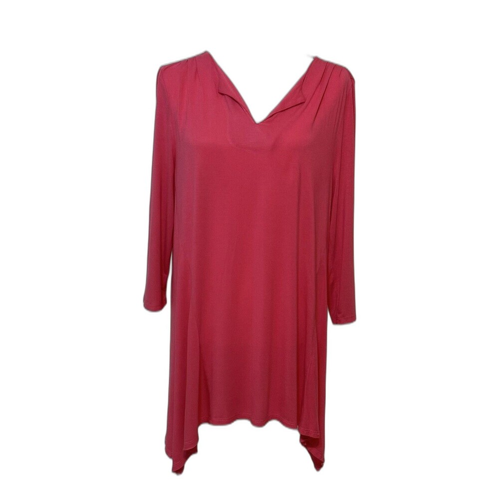 LOGO by Lori Goldstein Women Size M Tunic 3/4 Sleeves Asymmetric Hem Loungewear